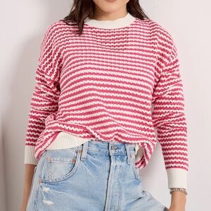 Spiritual Gangster pink and White Striped Sweater size small